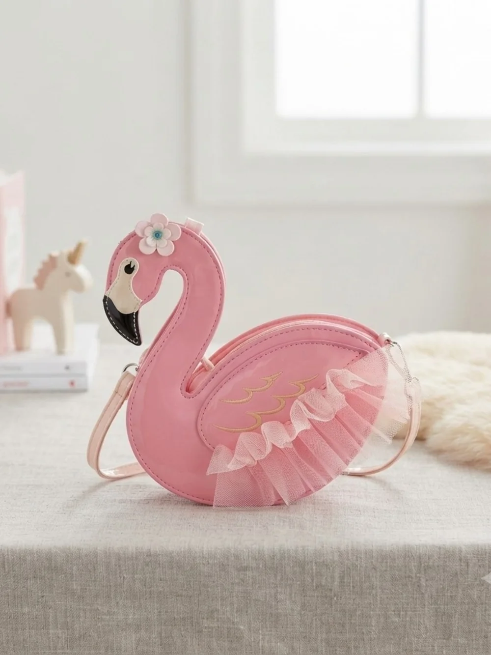Pink Flamingo Tutu Crossbody Bag for Kids